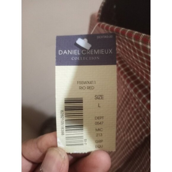 New Daniel Cremieux Collection Fine Italian Fabric Red Plaid Shirt Size Large L - Picture 3 of 13